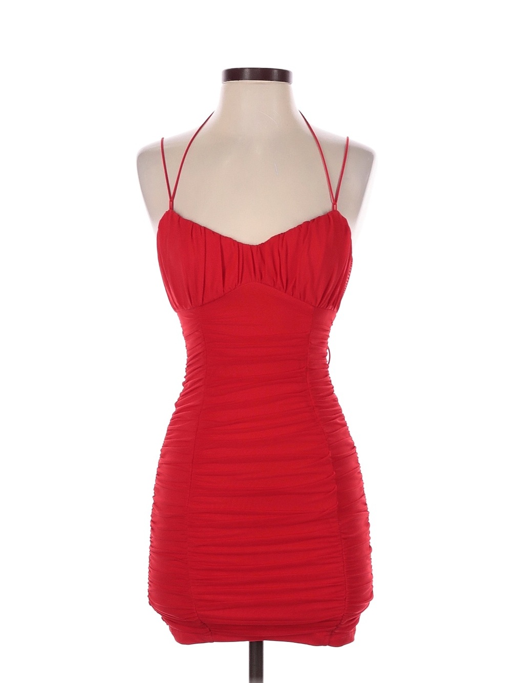 Red Ruched Mini Dress